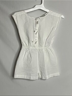 Zara White Cap-Sleeve Tie Romper Kids 8-9 Linen/ Cotton Blend